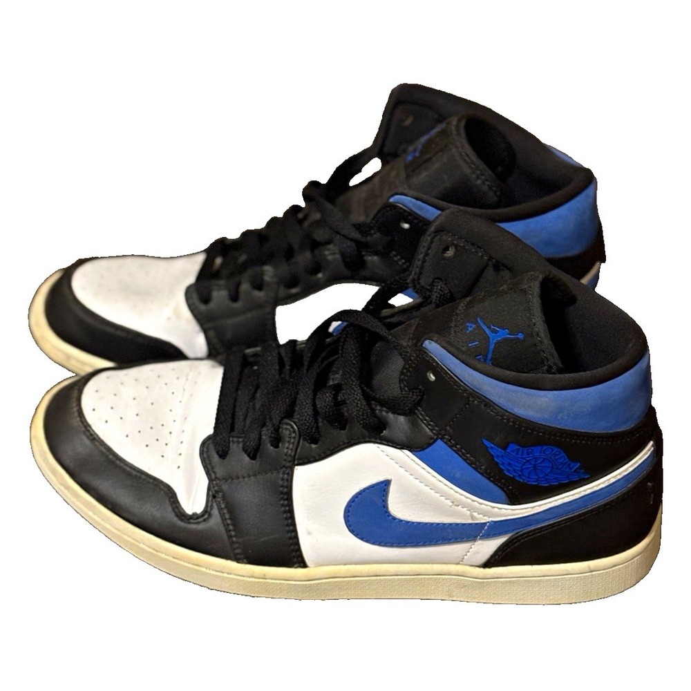 Jordan Air Jordan 1 Mid Racer Blue Leather Mens Sneaker 554724-140 Size 11